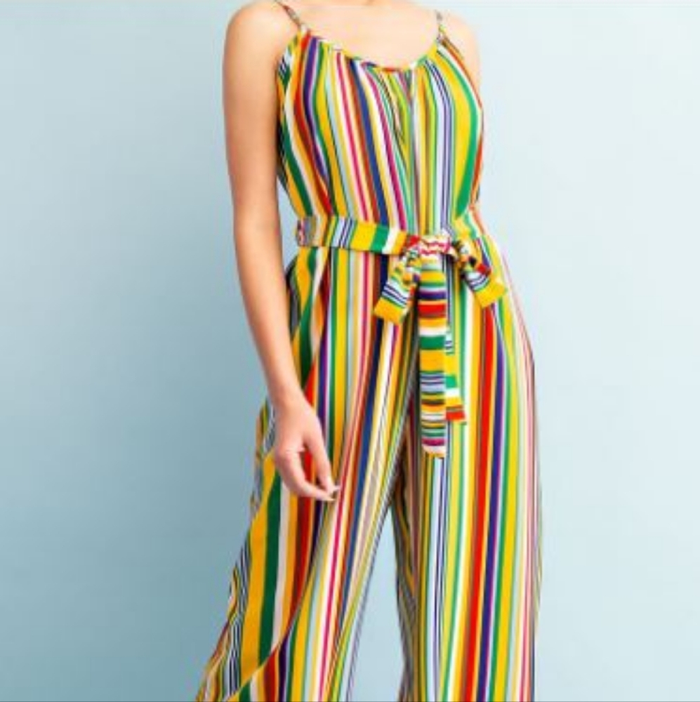 Women's Striped Wide-Leg Jumpsuit